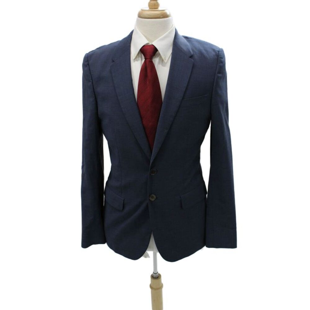 Paul Smith Mens Blue Plaid Wool Blazer Size 40